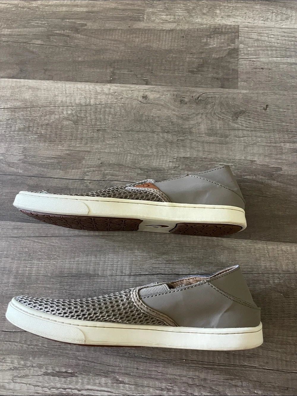 OluKai Beige/Brown Mesh Slip-On Pehuea Loafers